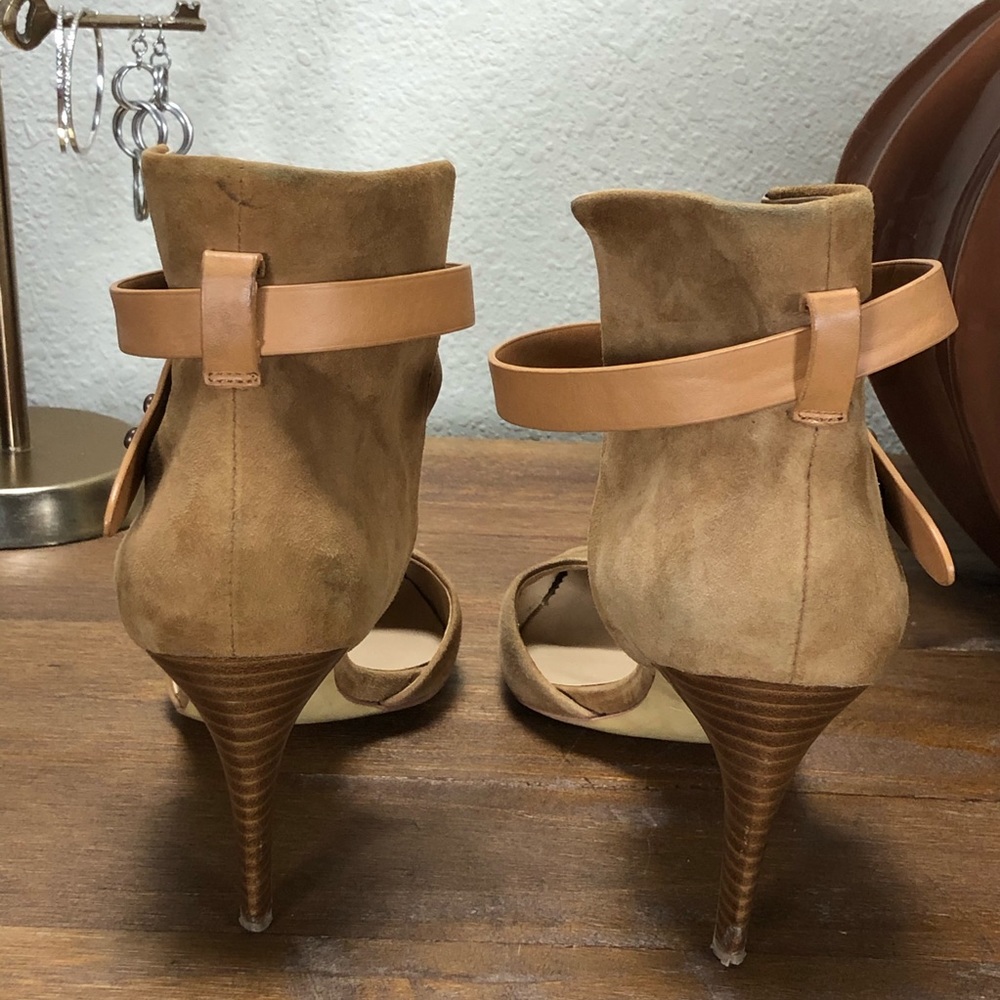 Joe’s Tan Suede Ankle Strap Stiletto Heels - Picture 6 of 8